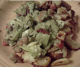 Use your slicer or your food processor to cut the zucchini into thin strips